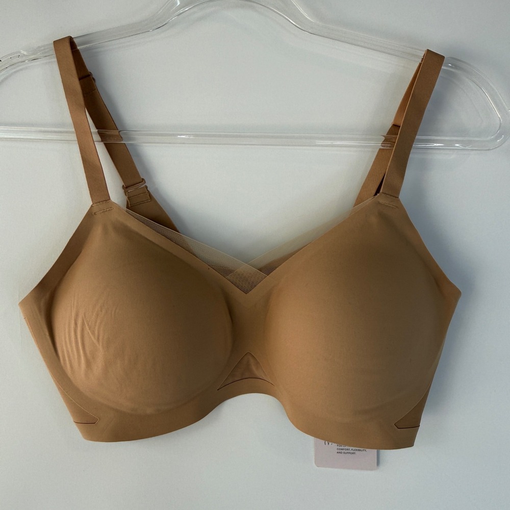 Honeylove Crossover Bra Women Size Medium Tan Wireless LWBR0304B Support